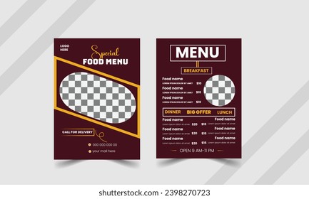 vector restaurant food menu template flat design.
