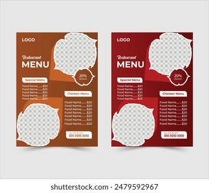 Vector restaurante menú de comida Plantilla