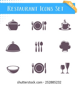 Vector restaurant icons collection isolated on white background