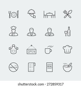 Vector restaurant icons in outline style