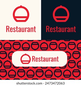 vector Restaurant logo design with seamless pattern.