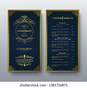 vector restaurant menu gold template. 