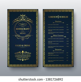 vector restaurant menu gold template. 