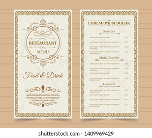 vector restaurant menu gold template. 