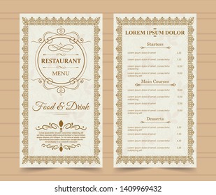 vector restaurant menu gold template. 