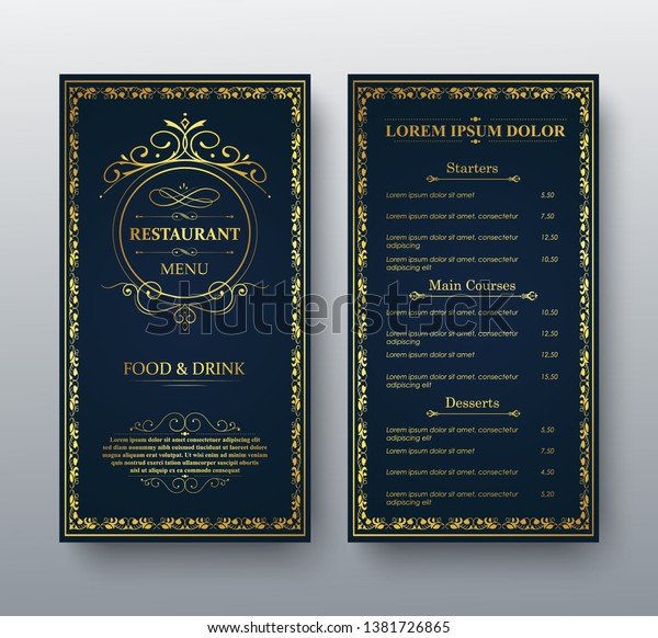 Vector Restaurant Menu Gold Template Stock Vector (Royalty Free) 1381726865