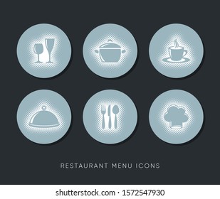 Vector restaurant menu web icons collection halftone design