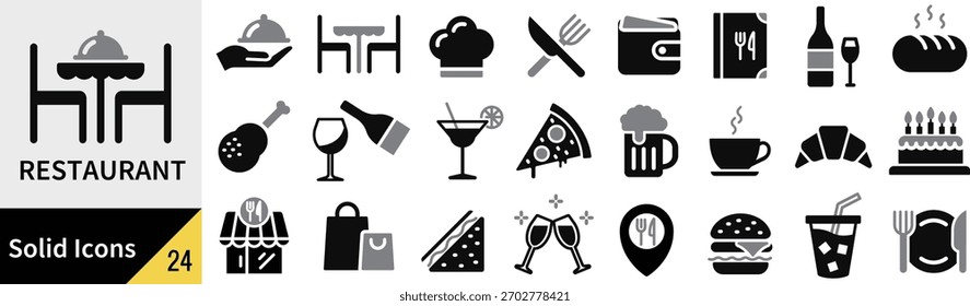 Vector Restaurant silhouette icon set