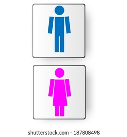 vector restroom icons, lady, man