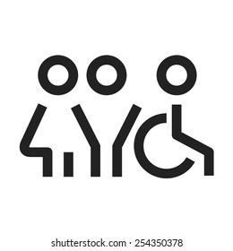 vector restroom icons: lady, man and disability