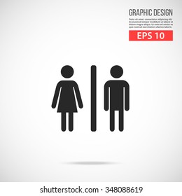 Vector restroom sign icon. Black icon. Modern flat design vector illustration, quality concept for web banners, web and mobile applications, infographics. Vector icon isolated on gradient background