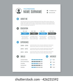 Vector resume cv a4 letter on white. 