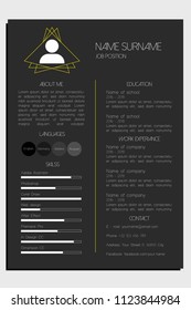 Vector resume design template minimalist CV. Business for job applications.