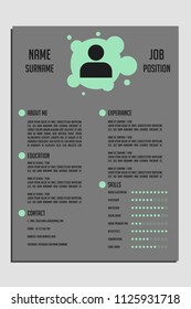 Vector resume design template minimalist CV. Business for job applications.