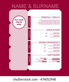 Vector resume template for business or non-profit organization