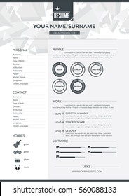 Vector resume template. CV, Brochure layout,magazine
