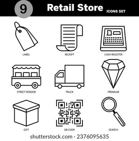 Symbol der Linie des Vector Retail Store für editierbares und änderbares Symbol
