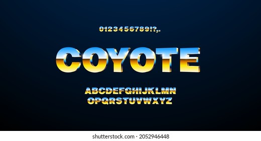 Vector retro 3d font 80s style modern typography. Cool vintage typeface for party poster, t shirt, decoration, book, card, banner, printing, industrial, promotion, offer. Trendy alphabet. 10 eps