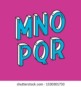 Vector Retro 3D Font. Colorful Vintage Alphabet from M to R