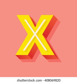 Vector Retro 3D Font with shadow. Vintage Alphabet on pink background