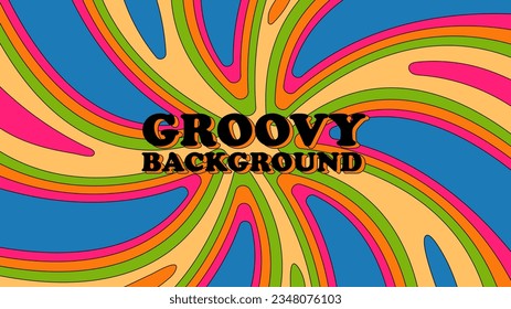a vector retro 60s 70s rainbow groovy background design.