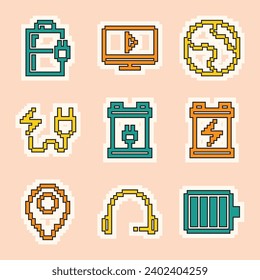 vector retro 8 bit icon set collection