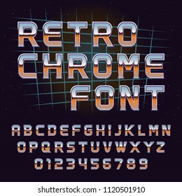 Vector retro 80's chrome font