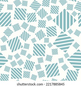 Vector retro abstract background with random rotated squares, geometric vintage seamless pattern