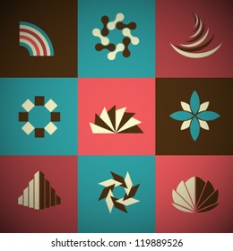  Vector Retro Abstract Icons Set