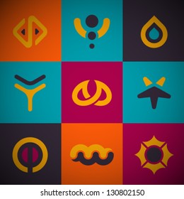 Vector Retro Abstract Icons Set