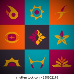 Vector Retro Abstract Icons Set