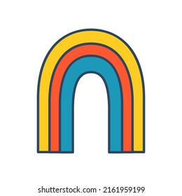 Vector retro abstract rainbow. Groovy summer striped rainbow. 70s. Hippie rainbow in retro style.