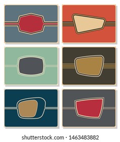 Vector Retro Advertising Banner Templates Mid Century Modern Style, Vintage Colors And Shapes