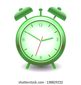 vector a retro an alarm clock of green color on a white background