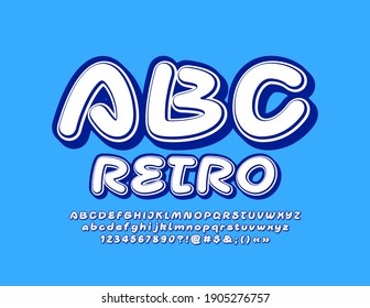 Alfabeto vector retro. Fuente creativa azul y blanco. Estilo de moda Letras y números establecidos