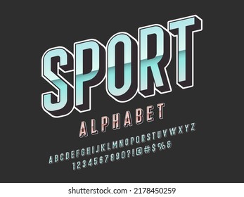 Vector of retro alphabet design with uppercase, numbers and symbols