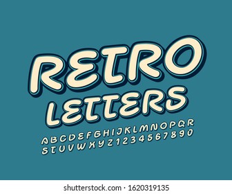Vector Retro Alphabet Buchstaben und Zahlen. Trendgeschriebene Schrift
