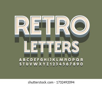 Vector Retro Alphabet Letters and Numbers. 3D Vintage Font