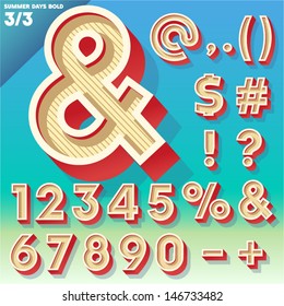 Vector retro alphabet for Summer typography design. Simple Bold Style. Symbols