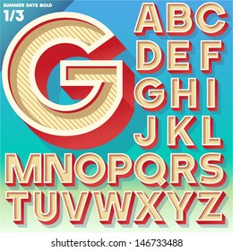 Vector retro alphabet for Summer typography design. Simple Bold Style. Upper cases