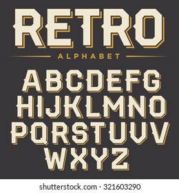 Vector retro alphabet. Vintage font. Typography for labels, headlines, posters etc.