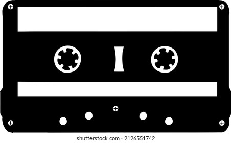 Vector retro audio cassette isolated on white background simple icon