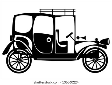 vector retro automobile on white background