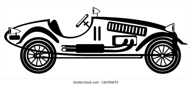 vector retro automobile on white background