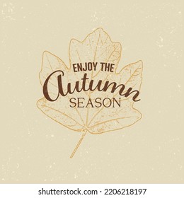Vector Retro Autumn banner typography. Fall Label in blurred autumn landscape background.