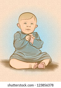 Vector Retro Baby Illustration