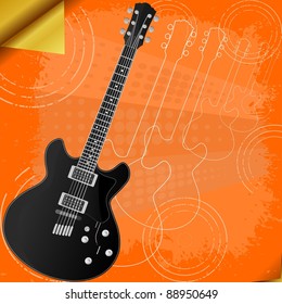 Vector  retro background with electric guitar