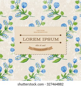 Vector retro background with floral ornament and a cardboard banner