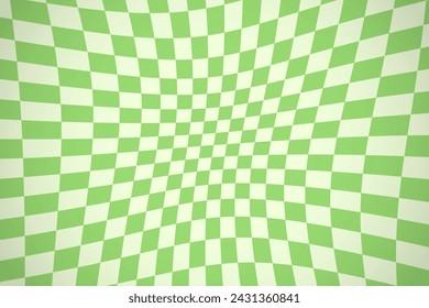 Vector retro background in groovy style. Vintage groovy green chess texture for Patrick's day.
