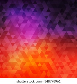 Vector Retro Background, Hipster Triangles, Bright Colors, Geometric Shapes Backdrop